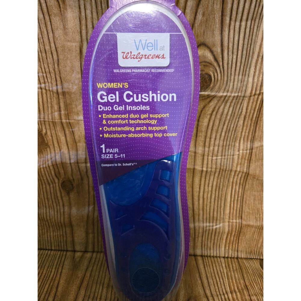 Women's Clear Gel Cushion Duo Insoles Walgreens Size 5-11 (SKU352)